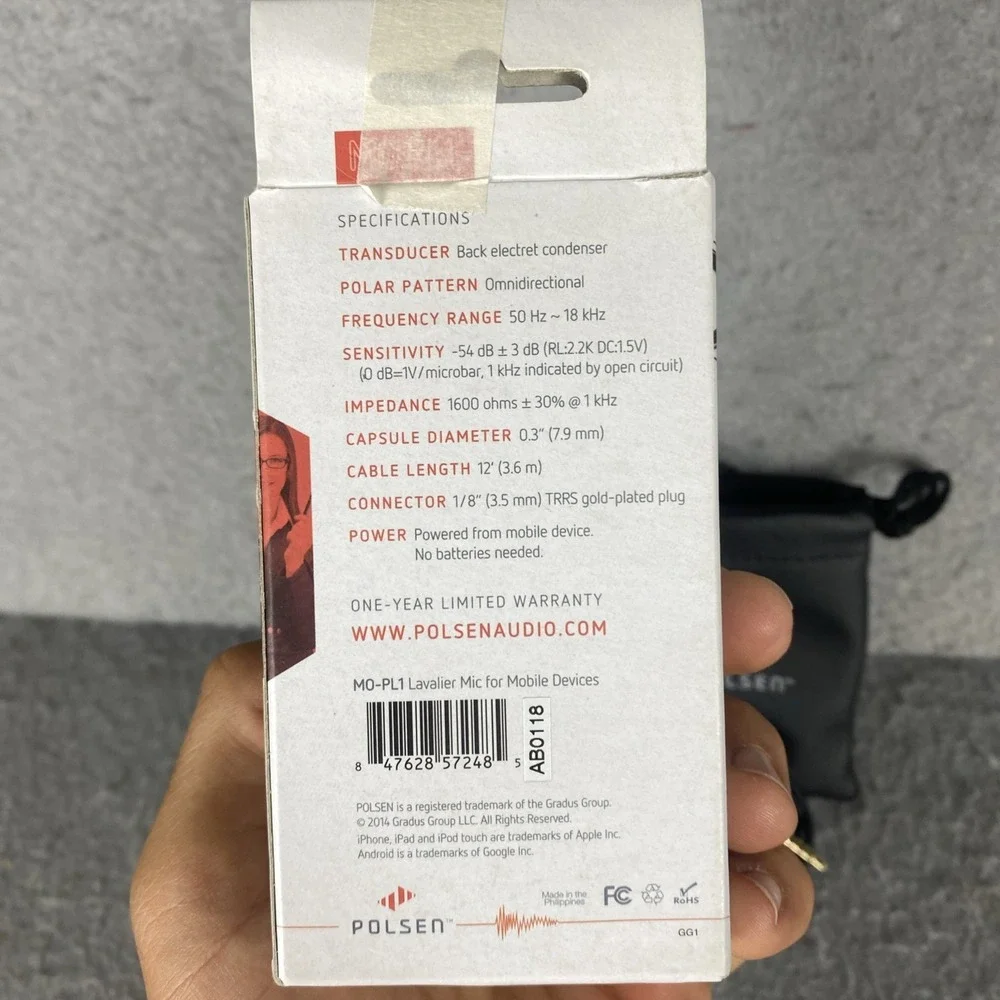 Polsen MO-PL1 Lavalier Microphone for Mobile Devices IOS Android Compatible Vlog